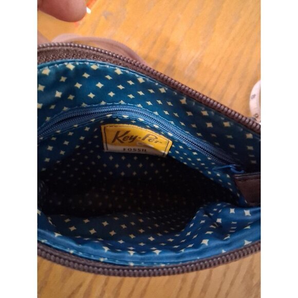 Fossil Key-Per Small Brown Floral Crossbody Bag With Adjustable Strap & Zip Clos - Picture 5 of 7